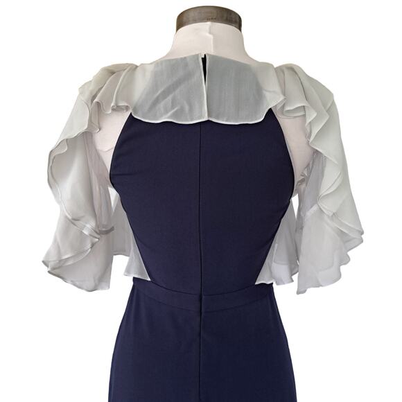 BCBGMaxAzria Runway Nicola Midi Dress Size XS SIlk Flutter Top Retro - Picture 4 of 11